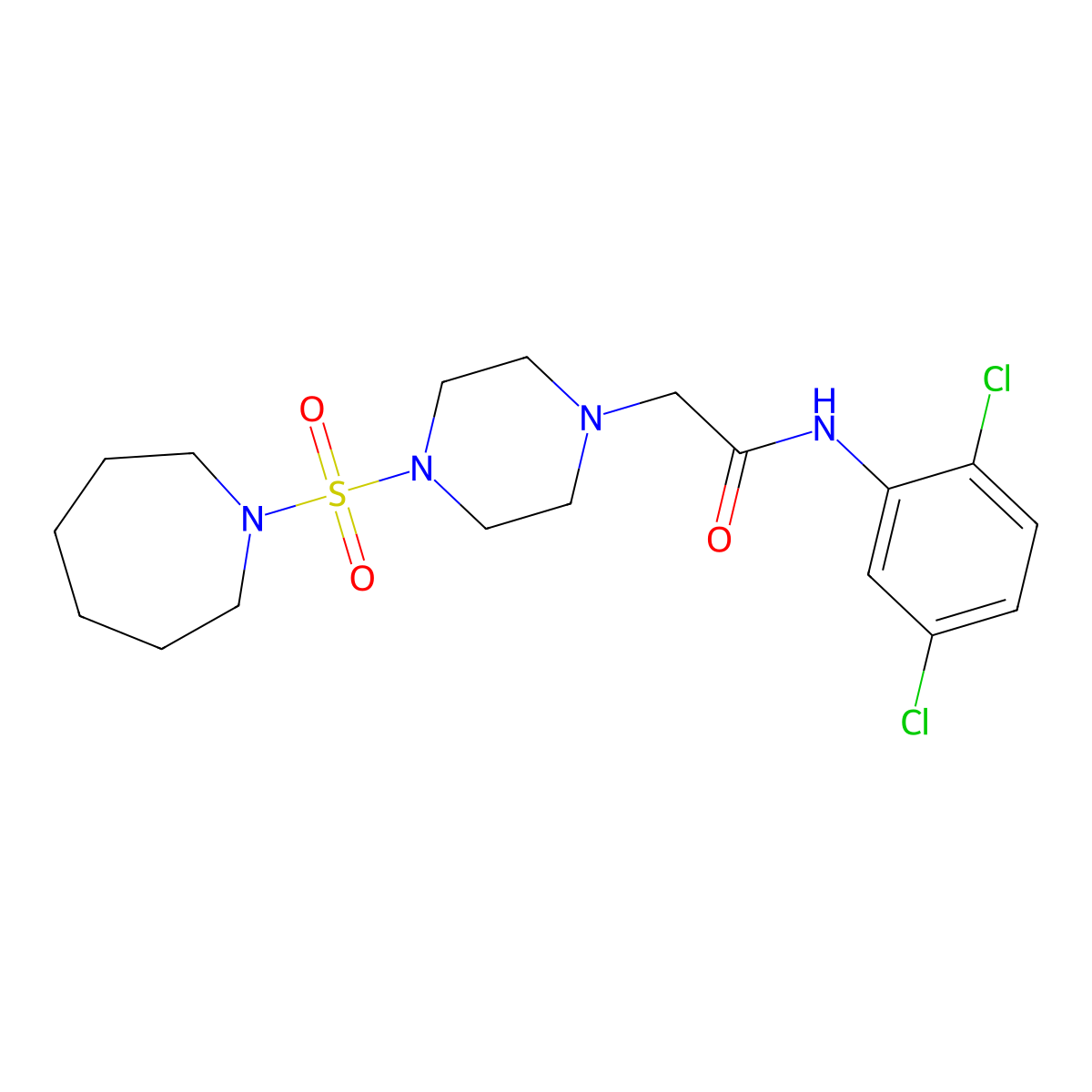 2-(4-(azepan-1-ylsulfonyl)piperazin-1-yl)-N-(2,5-dichlorophenyl)acetamide molecular structure, CAS 839682-47-2