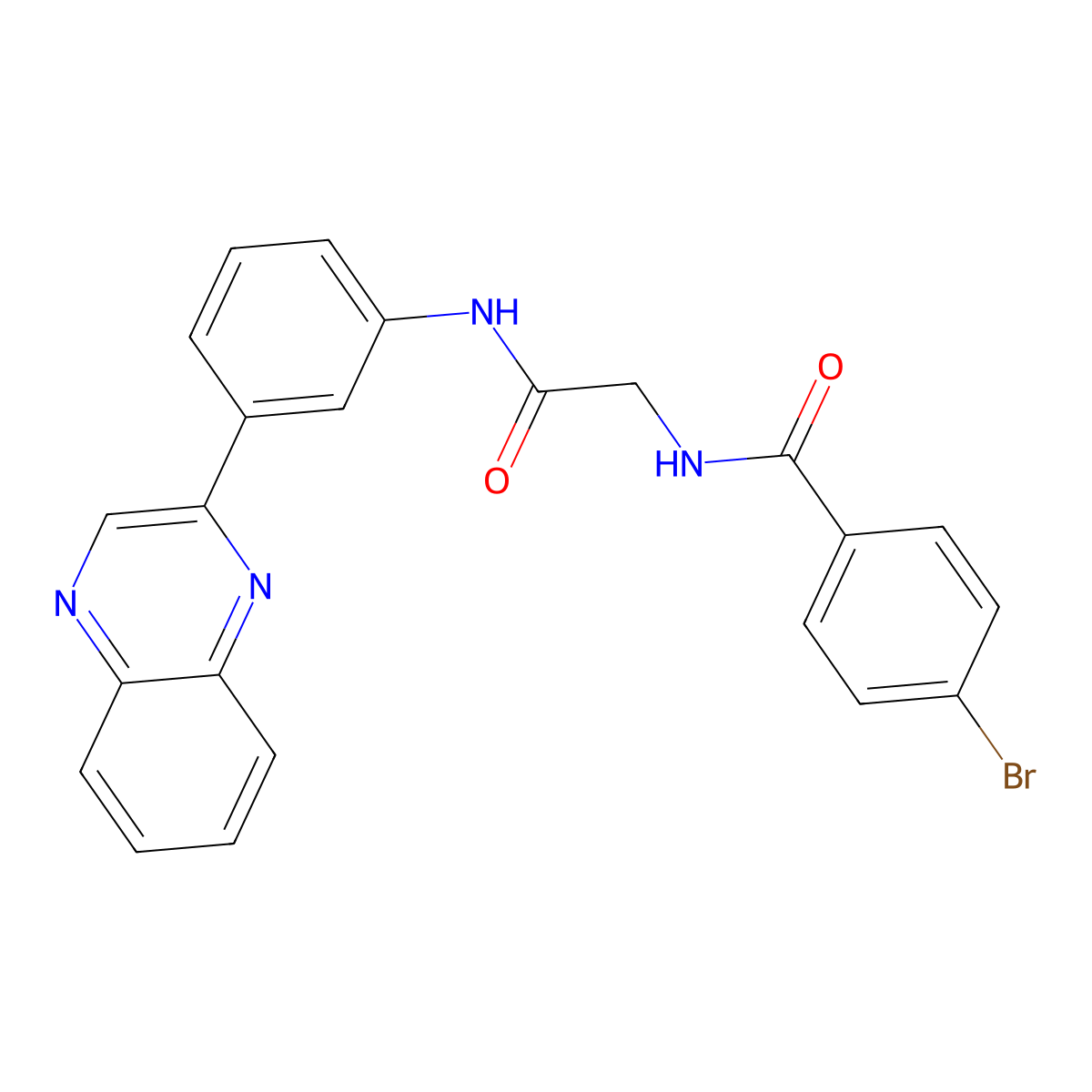 4-bromo-N-(2-oxo-2-{[3-(2-quinoxalinyl)phenyl]amino}ethyl)benzamide molecular structure, CAS 839682-56-3