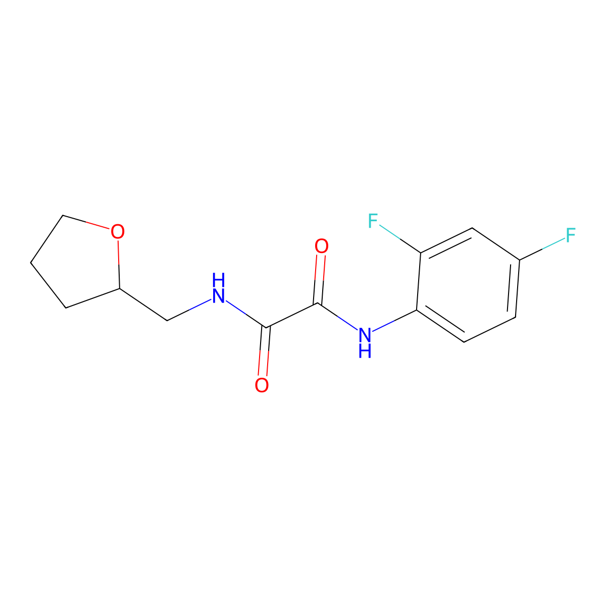 N1-(2,4-difluorophenyl)-N2-((tetrahydrofuran-2-yl)methyl)oxalamide molecular structure, CAS 839682-58-5