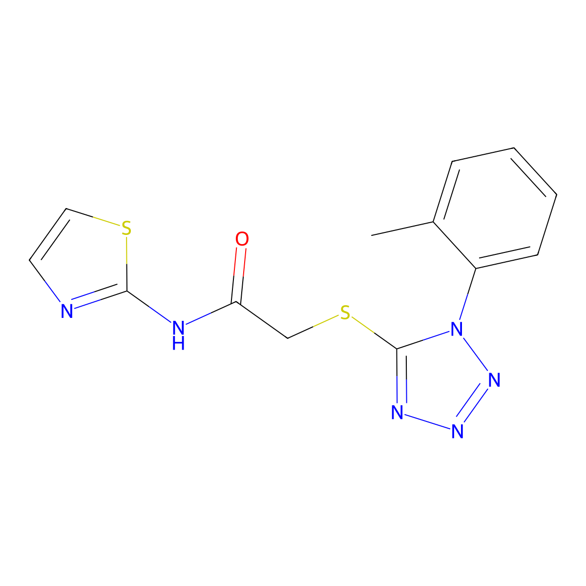 2-{[1-(2-methylphenyl)-1H-tetrazol-5-yl]sulfanyl}-N-(1,3-thiazol-2-yl)acetamide molecular structure, CAS 839682-66-5