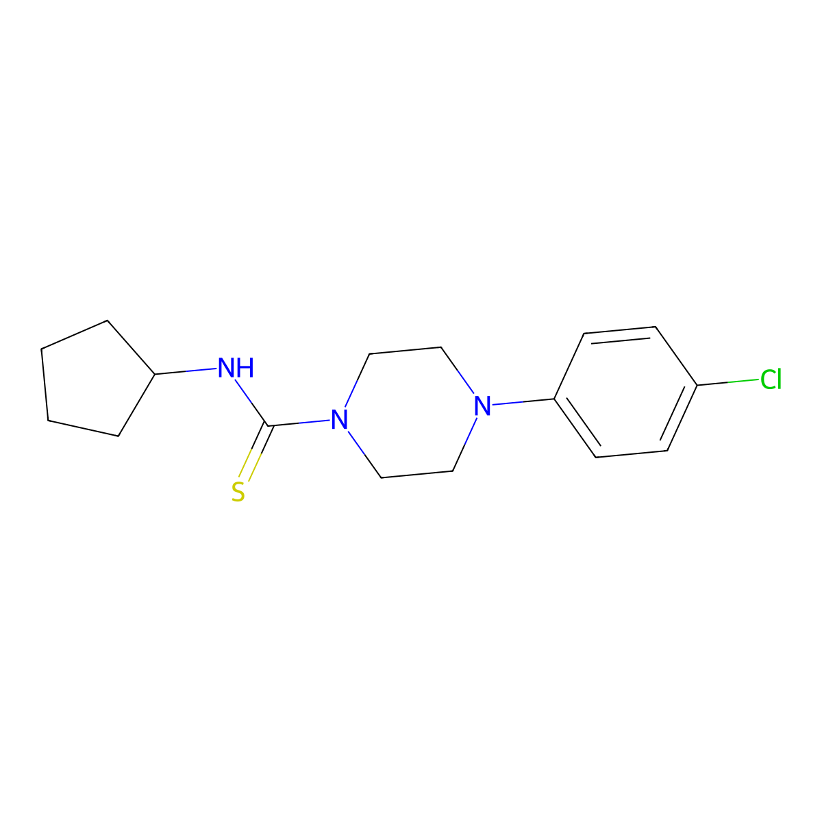 4-(4-chlorophenyl)-N-cyclopentylpiperazine-1-carbothioamide molecular structure, CAS 839682-67-6
