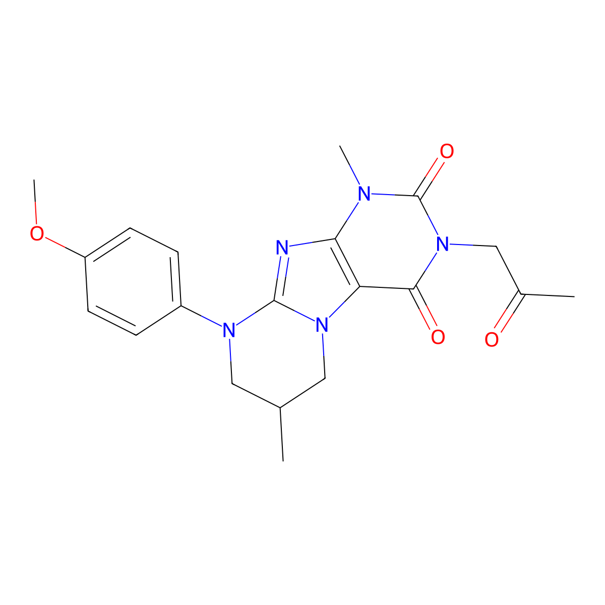 9-(4-methoxyphenyl)-1,7-dimethyl-3-(2-oxopropyl)-7,8-dihydro-6H-purino[7,8-a]pyrimidine-2,4-dione molecular structure, CAS 839682-68-7