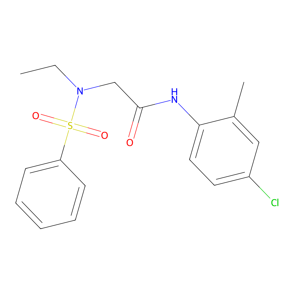2-[benzenesulfonyl(ethyl)amino]-N-(4-chloro-2-methylphenyl)acetamide molecular structure, CAS 839684-98-9