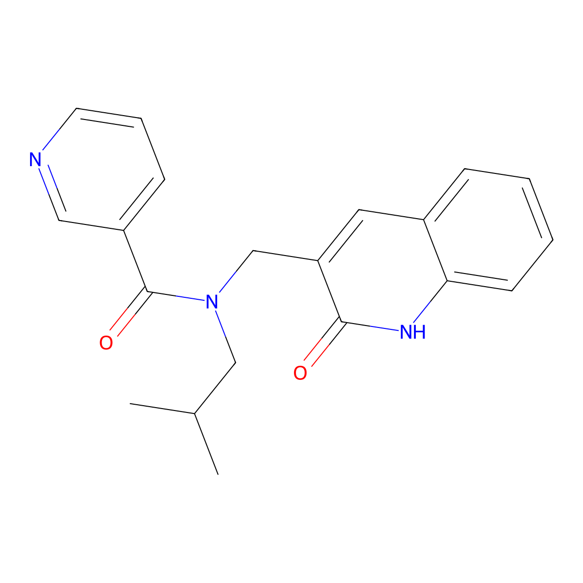 N-(2-methylpropyl)-N-[(2-oxo-1H-quinolin-3-yl)methyl]pyridine-3-carboxamide molecular structure, CAS 839684-99-0