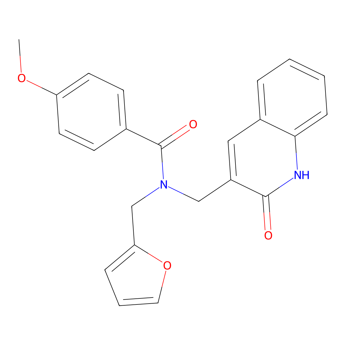 N-(furan-2-ylmethyl)-N-((2-hydroxyquinolin-3-yl)methyl)-4-methoxybenzamide molecular structure, CAS 839685-00-6
