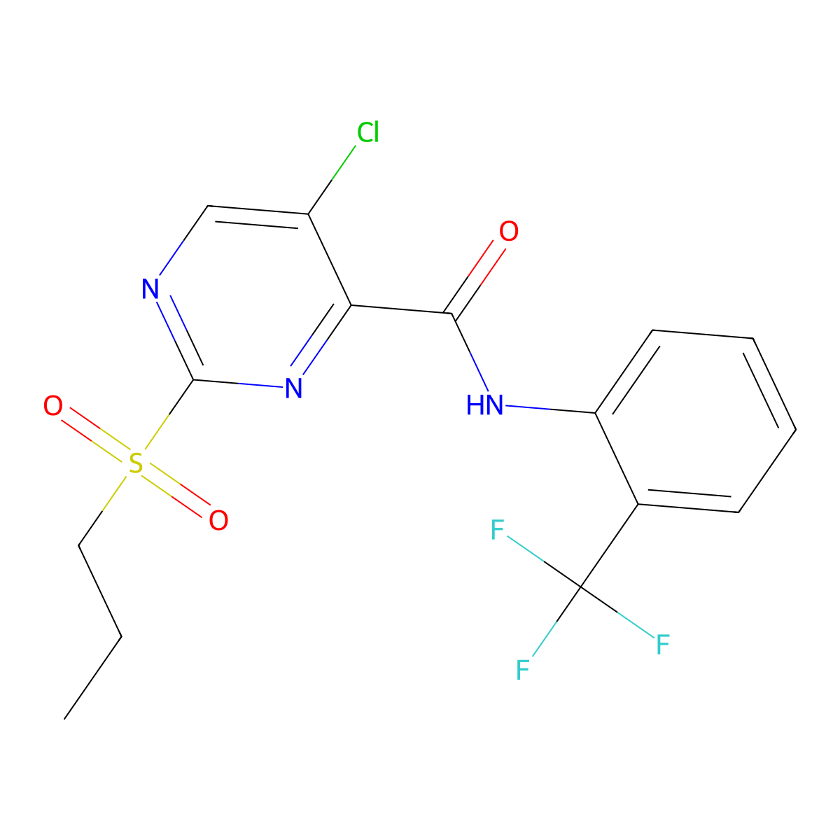 5-chloro-2-propylsulfonyl-N-[2-(trifluoromethyl)phenyl]pyrimidine-4-carboxamide molecular structure, CAS 839685-33-5