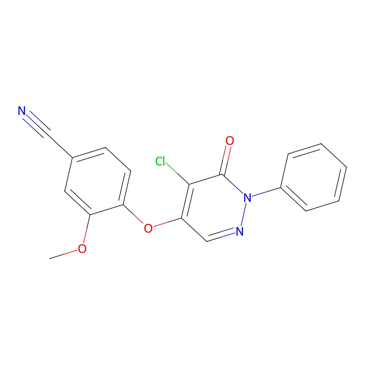 4-[(5-Chloro-6-oxo-1-phenyl-1,6-dihydropyridazin-4-yl)oxy]-3-methoxybenzonitrile molecular structure, CAS 839685-39-1