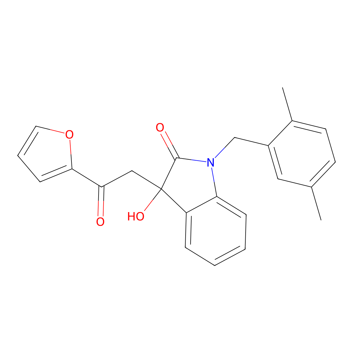 1-(2,5-dimethylbenzyl)-3-[2-(furan-2-yl)-2-oxoethyl]-3-hydroxy-1,3-dihydro-2H-indol-2-one molecular structure, CAS 839685-57-3
