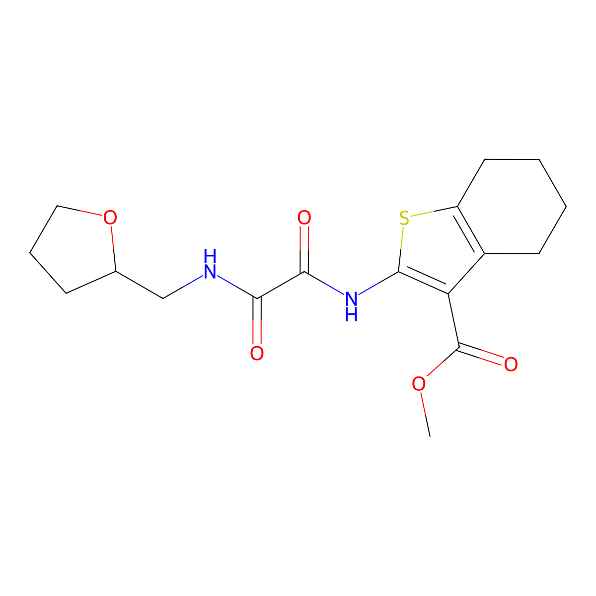 Methyl 2-[[2-oxo-2-(oxolan-2-ylmethylamino)acetyl]amino]-4,5,6,7-tetrahydro-1-benzothiophene-3-carboxylate molecular structure, CAS 839685-66-4