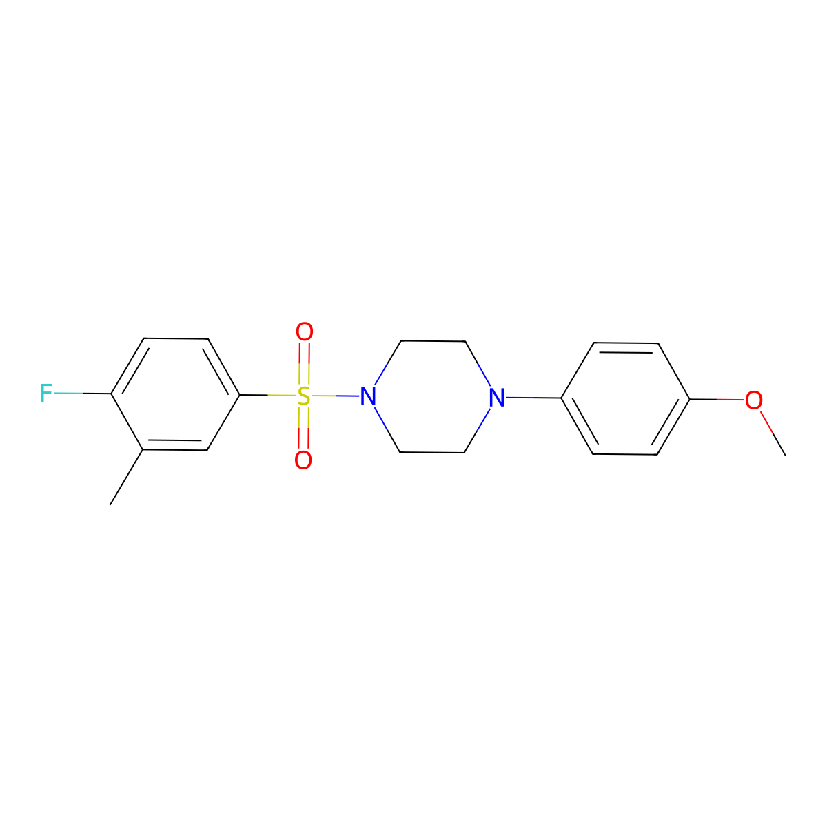 1-[(4-Fluoro-3-methylphenyl)sulfonyl]-4-(4-methoxyphenyl)piperazine molecular structure, CAS 839685-67-5