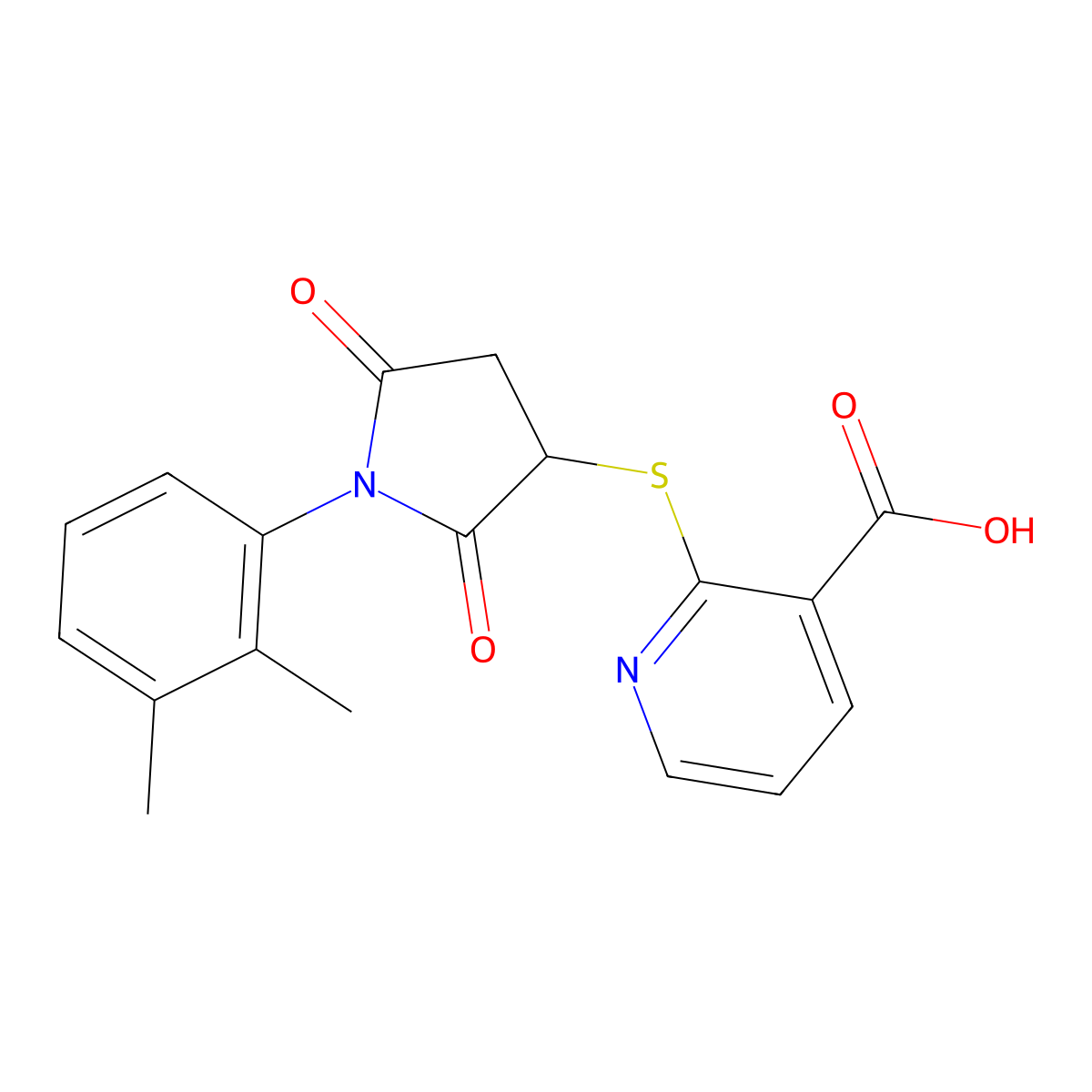 2-((1-(2,3-Dimethylphenyl)-2,5-dioxopyrrolidin-3-yl)thio)nicotinic acid molecular structure, CAS 839685-74-4