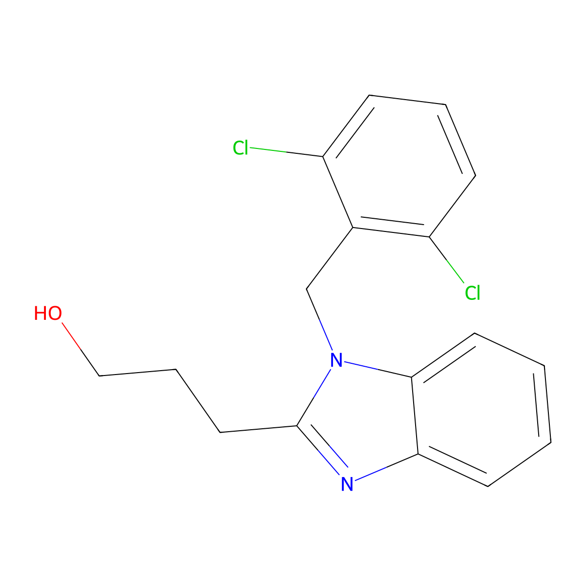 3-[1-[(2,6-Dichlorophenyl)methyl]benzimidazol-2-yl]propan-1-ol molecular structure, CAS 839685-75-5