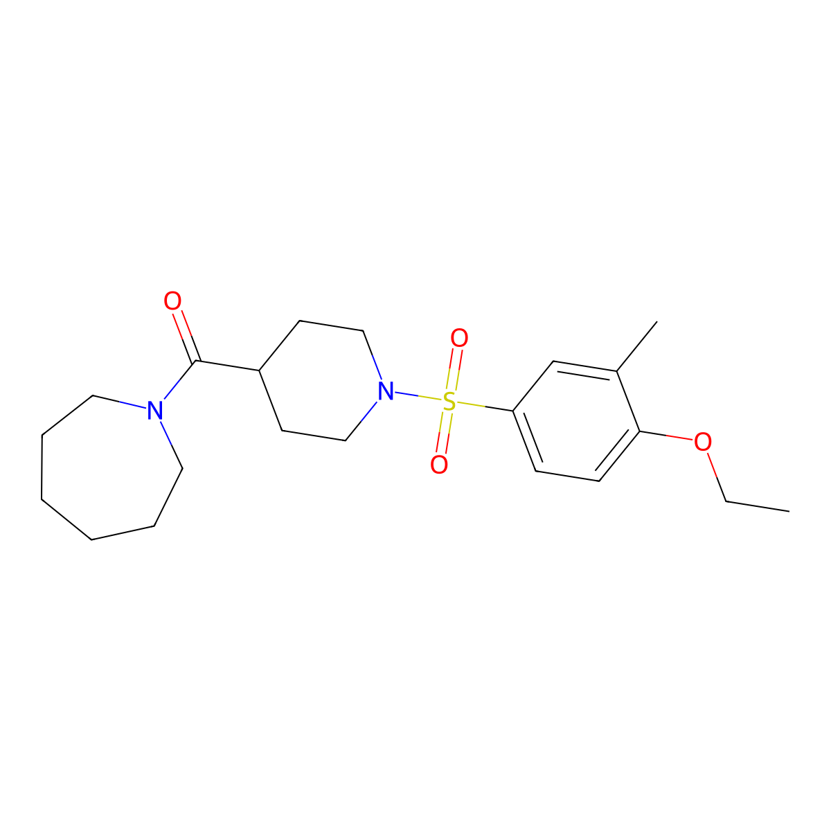 Azepan-1-yl-[1-(4-ethoxy-3-methylphenyl)sulfonylpiperidin-4-yl]methanone molecular structure, CAS 839685-76-6