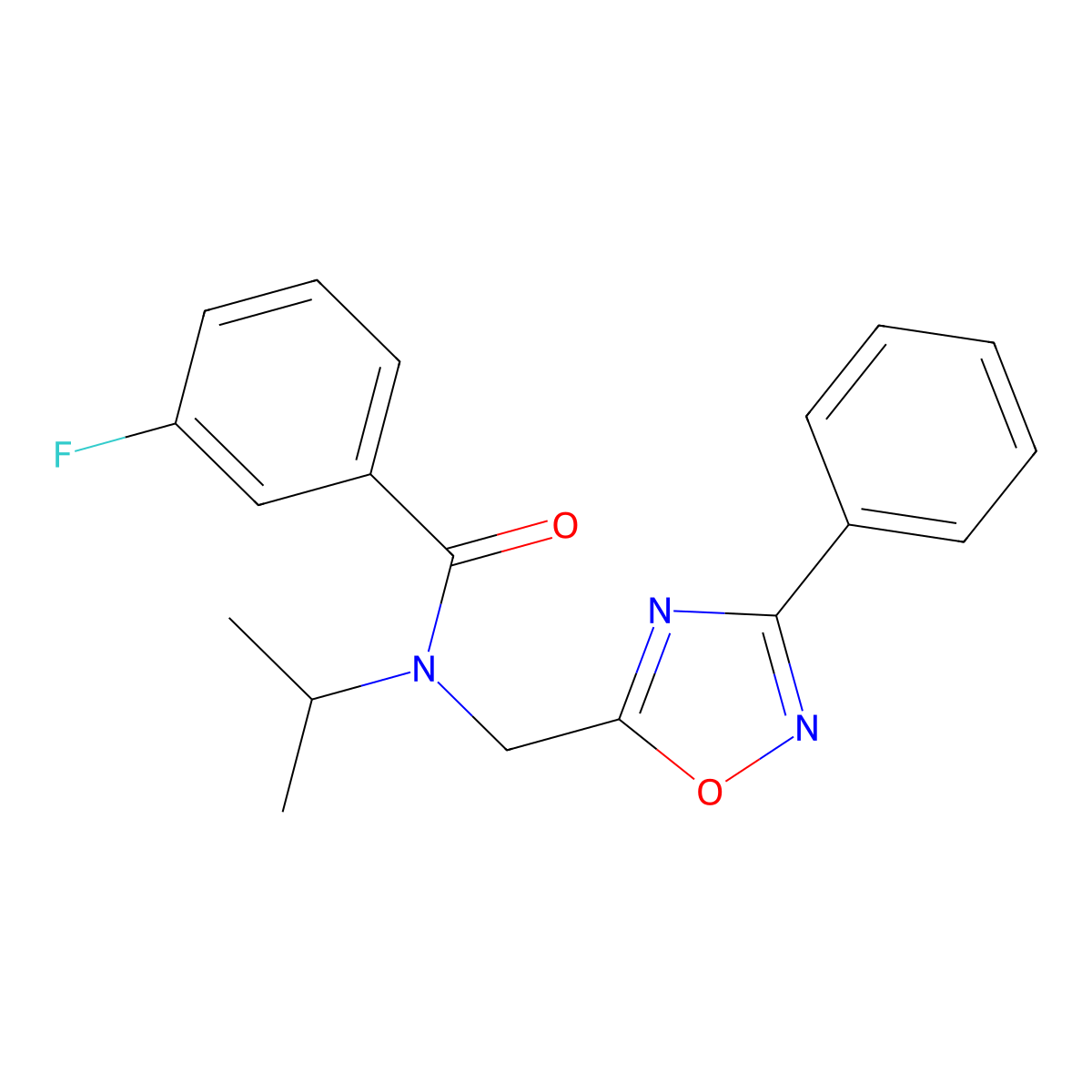 3-fluoro-N-[(3-phenyl-1,2,4-oxadiazol-5-yl)methyl]-N-propan-2-ylbenzamide molecular structure, CAS 839685-78-8
