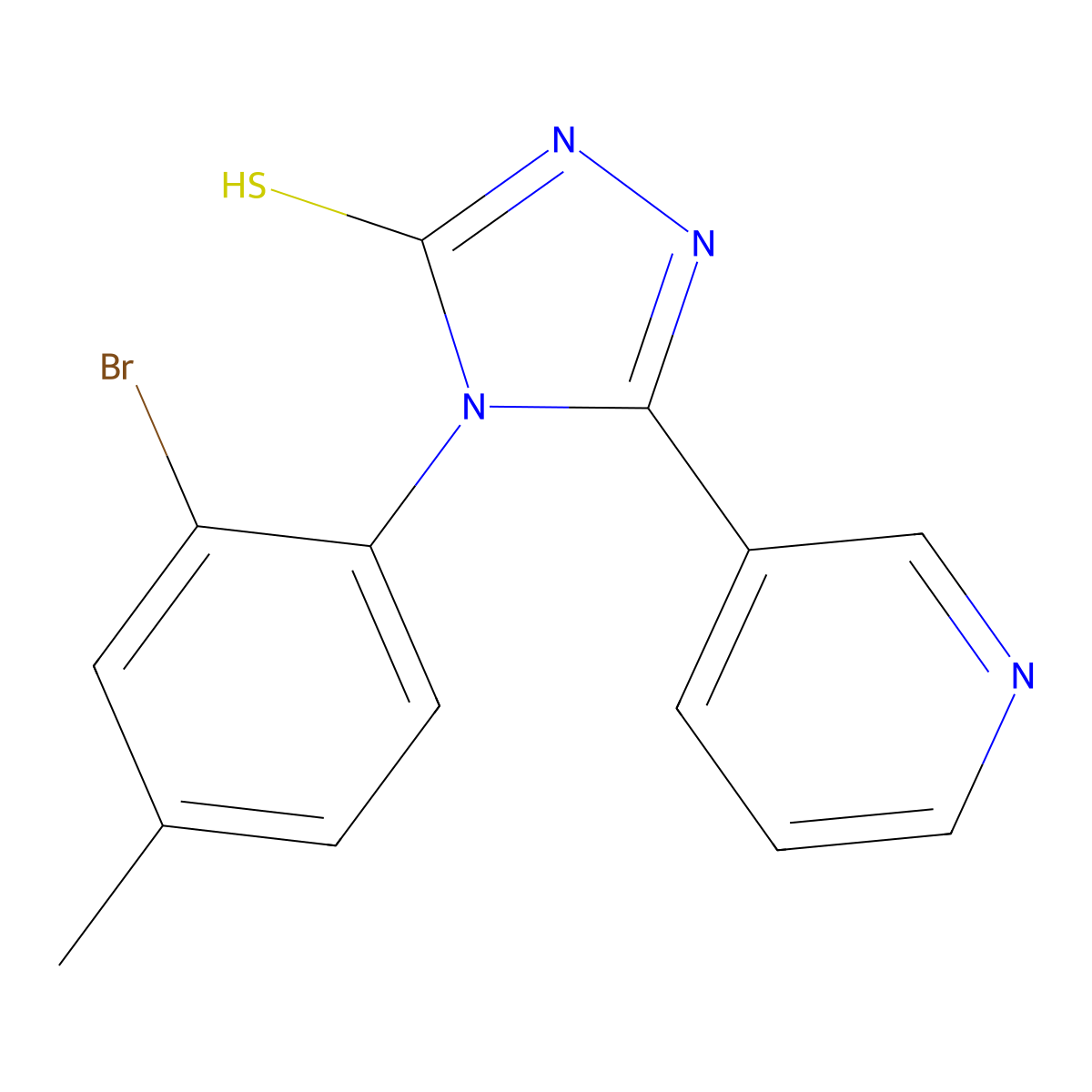 4-(2-bromo-4-methylphenyl)-3-pyridin-3-yl-1H-1,2,4-triazole-5-thione molecular structure, CAS 839685-90-4