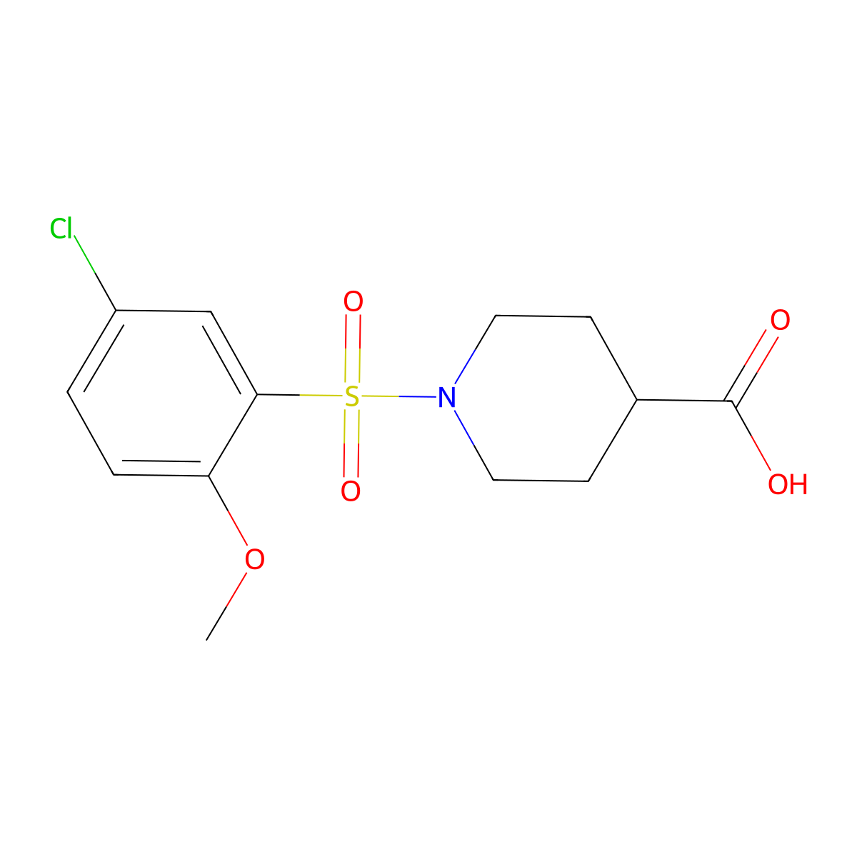 1-[(5-Chloro-2-methoxyphenyl)sulfonyl]piperidine-4-carboxylic acid molecular structure, CAS 839685-94-8