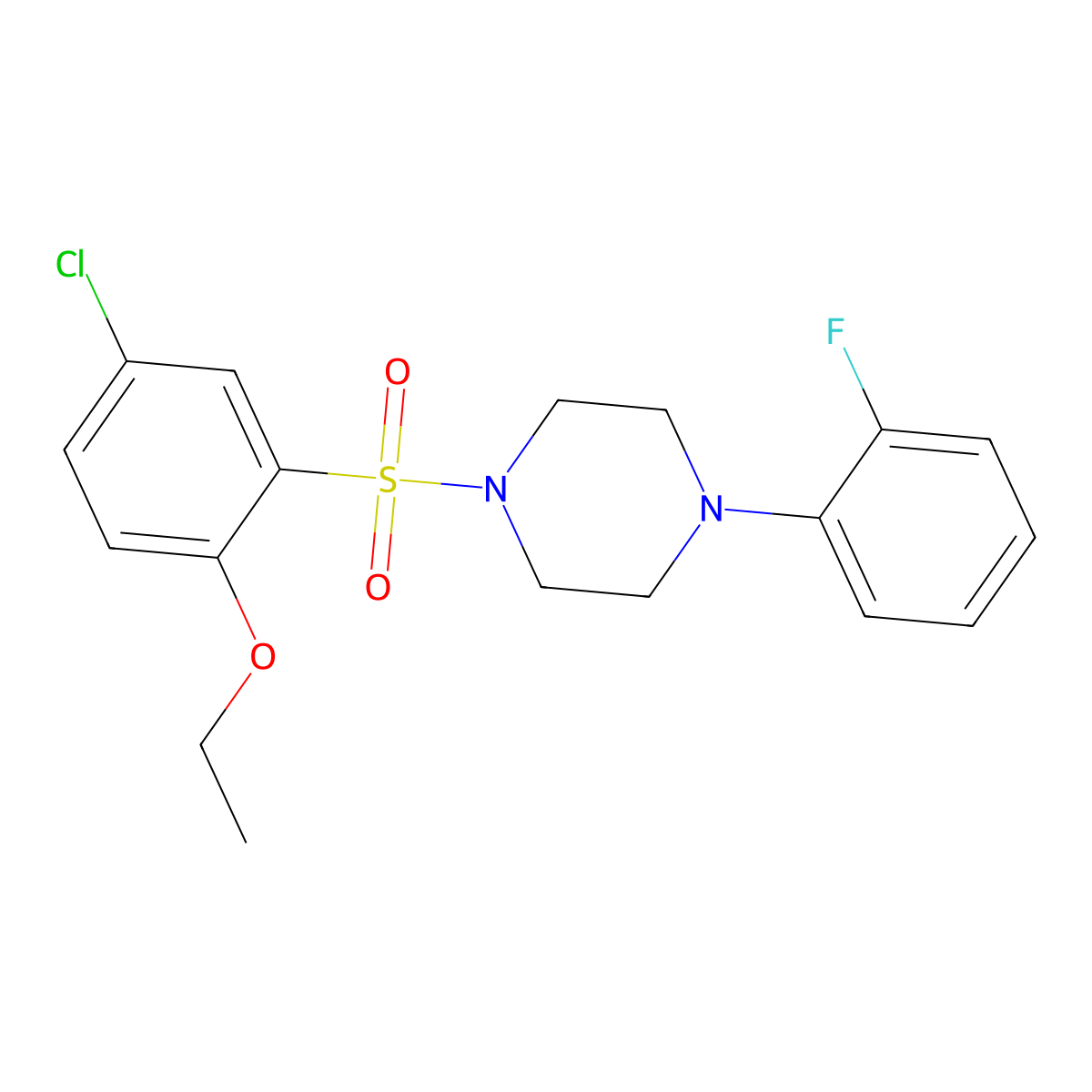 1-(5-Chloro-2-ethoxybenzenesulfonyl)-4-(2-fluorophenyl)piperazine molecular structure, CAS 839685-95-9