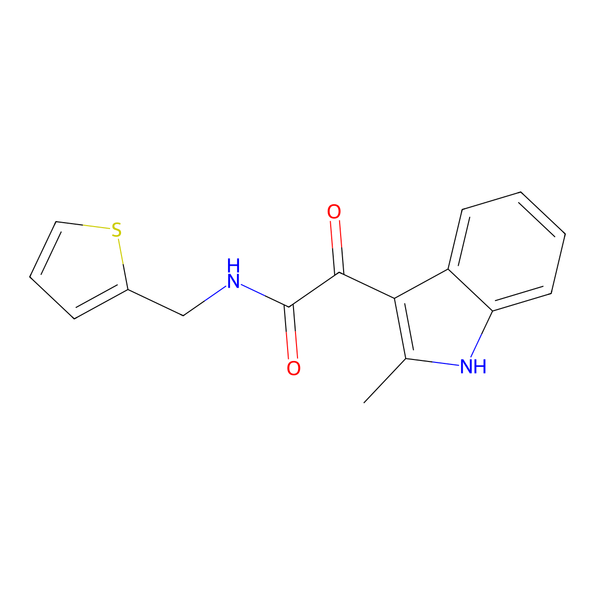 2-(2-methyl-1H-indol-3-yl)-2-oxo-N-(thiophen-2-ylmethyl)acetamide molecular structure, CAS 839686-04-3