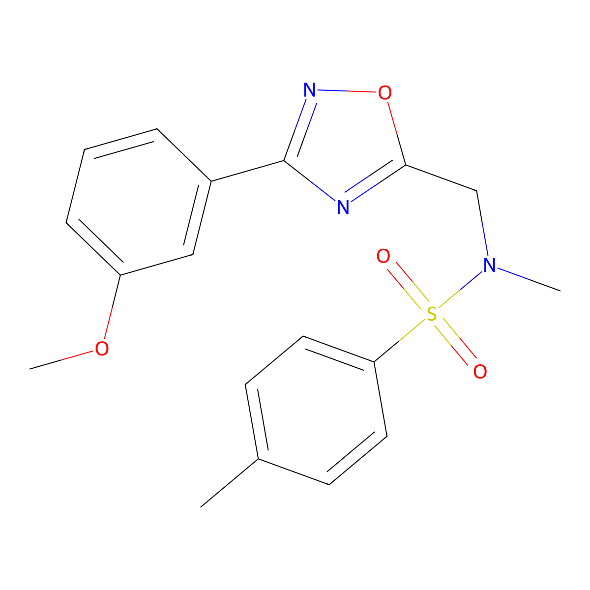 N-[[3-(3-methoxyphenyl)-1,2,4-oxadiazol-5-yl]methyl]-N,4-dimethylbenzenesulfonamide molecular structure, CAS 839686-28-1