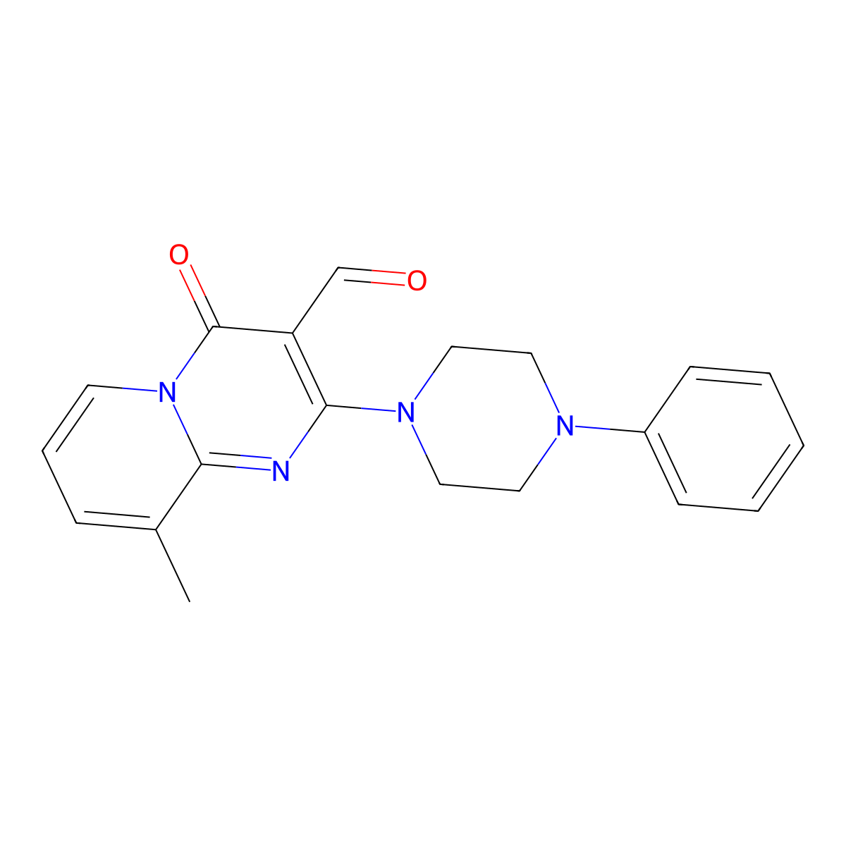 9-methyl-4-oxo-2-(4-phenylpiperazin-1-yl)-4H-pyrido[1,2-a]pyrimidine-3-carbaldehyde molecular structure, CAS 839686-42-9