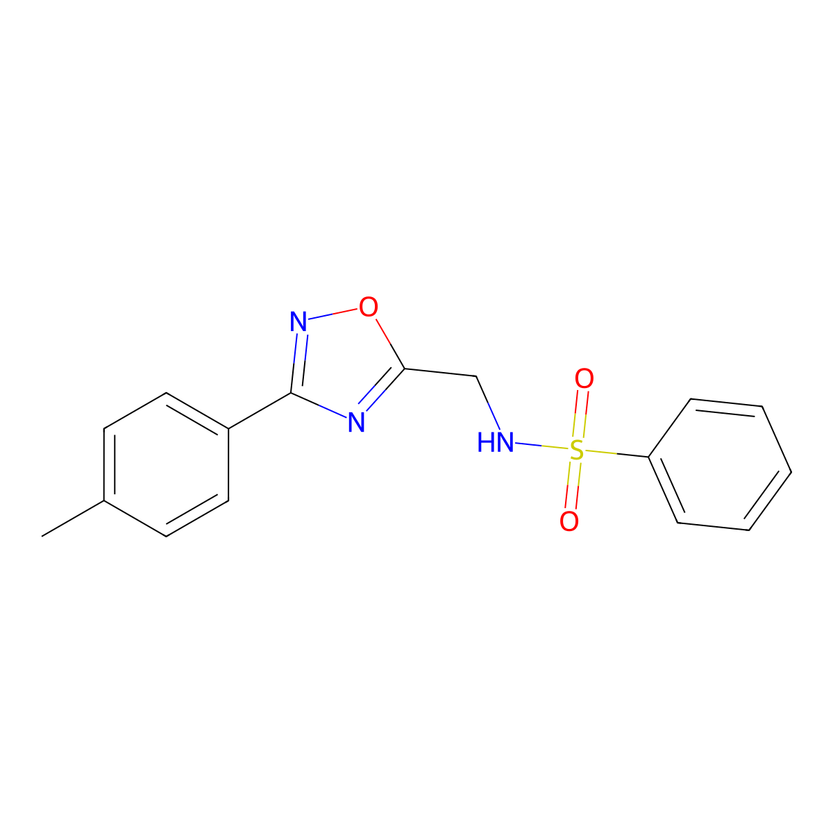 N-[[3-(4-methylphenyl)-1,2,4-oxadiazol-5-yl]methyl]benzenesulfonamide molecular structure, CAS 839686-43-0