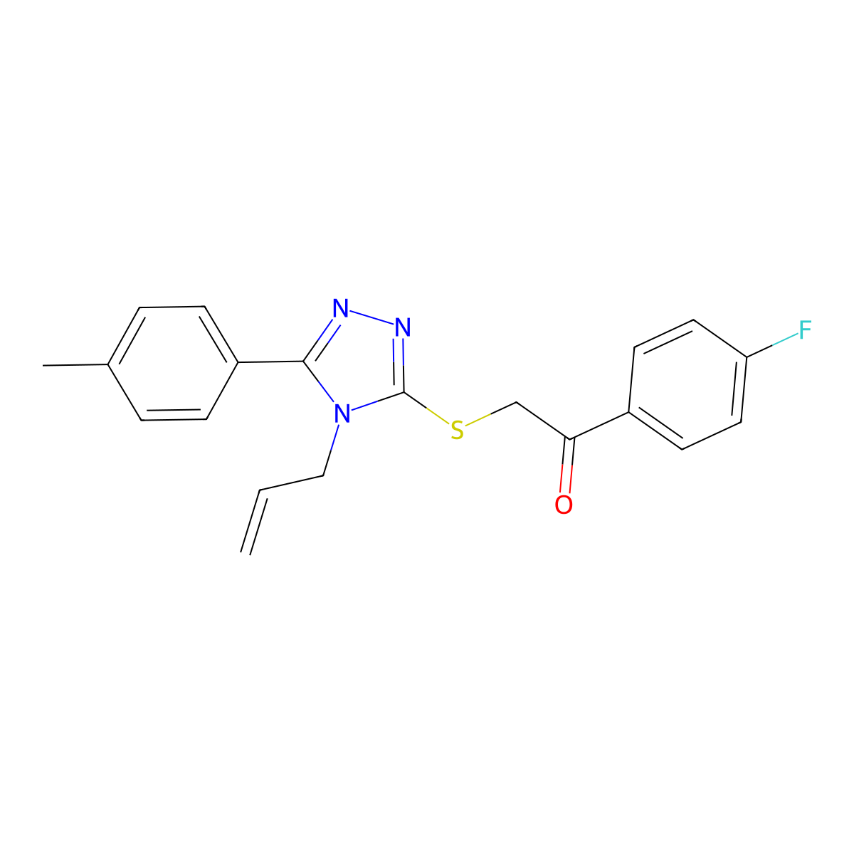 1-(4-Fluorophenyl)-2-[[5-(4-methylphenyl)-4-prop-2-enyl-1,2,4-triazol-3-yl]sulfanyl]ethanone molecular structure, CAS 839686-76-9
