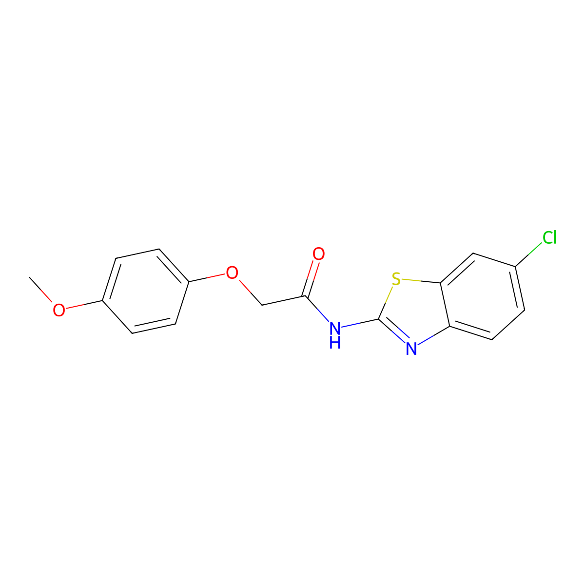 N-(6-chloro-1,3-benzothiazol-2-yl)-2-(4-methoxyphenoxy)acetamide molecular structure, CAS 839686-90-7