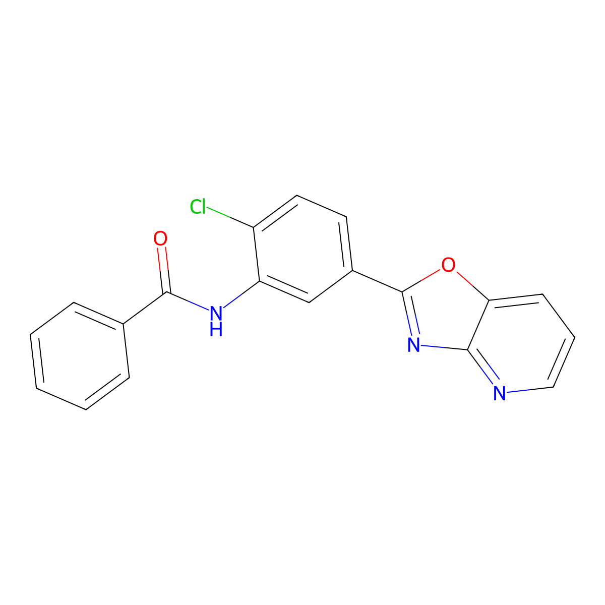 N-[2-chloro-5-([1,3]oxazolo[4,5-b]pyridin-2-yl)phenyl]benzamide molecular structure, CAS 839687-19-3
