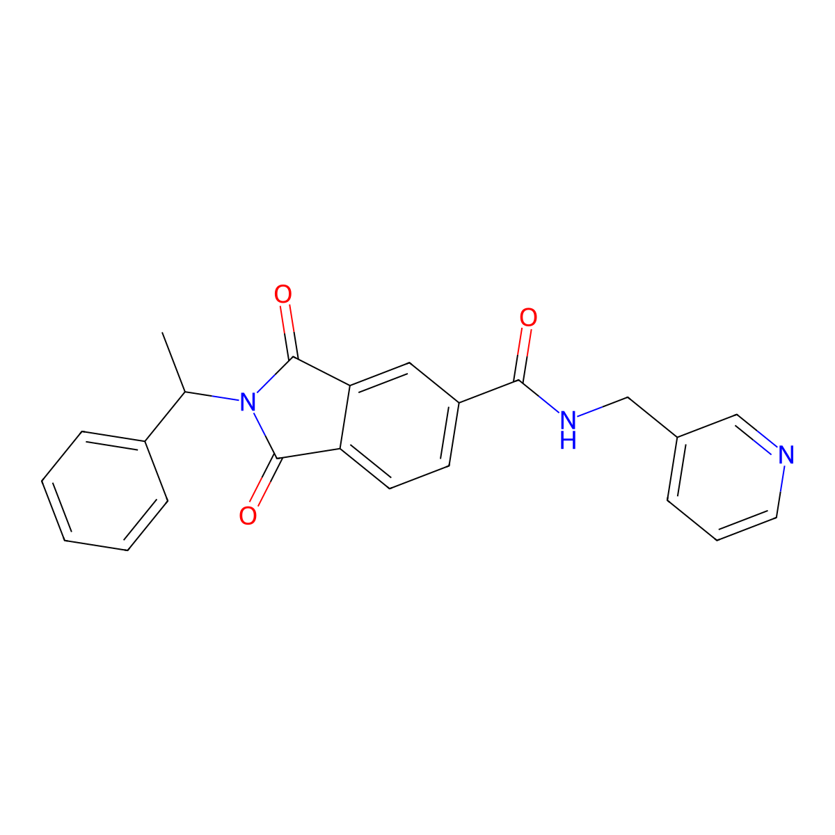 1,3-dioxo-2-(1-phenylethyl)-N-(pyridin-3-ylmethyl)isoindole-5-carboxamide molecular structure, CAS 839687-32-0