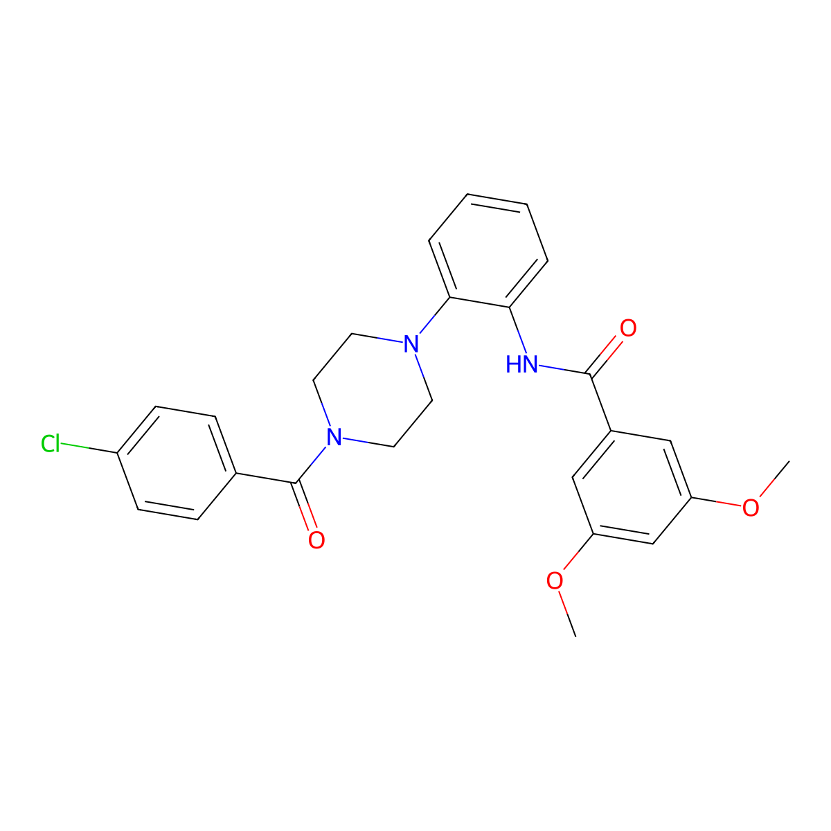 N-[2-[4-(4-chlorobenzoyl)piperazin-1-yl]phenyl]-3,5-dimethoxybenzamide molecular structure, CAS 839687-54-6