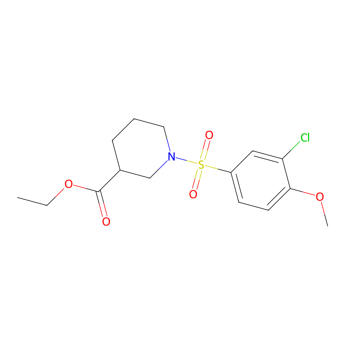 Ethyl 1-(3-chloro-4-methoxyphenyl)sulfonylpiperidine-3-carboxylate molecular structure, CAS 839687-61-5