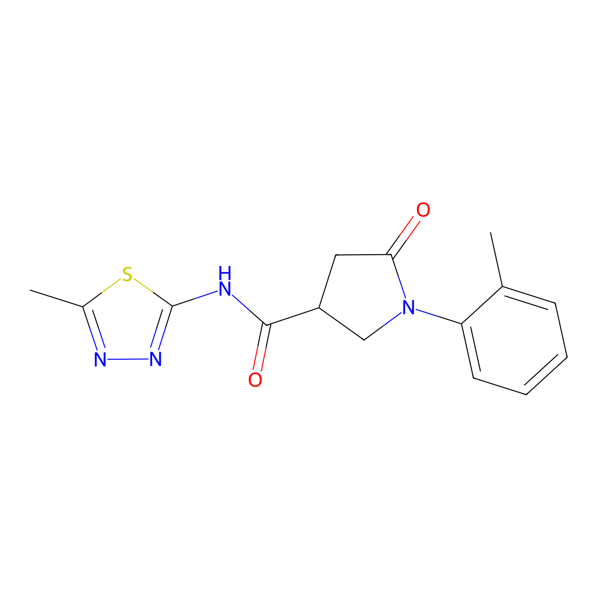 1-(2-methylphenyl)-N-(5-methyl-1,3,4-thiadiazol-2-yl)-5-oxopyrrolidine-3-carboxamide molecular structure, CAS 839687-77-3