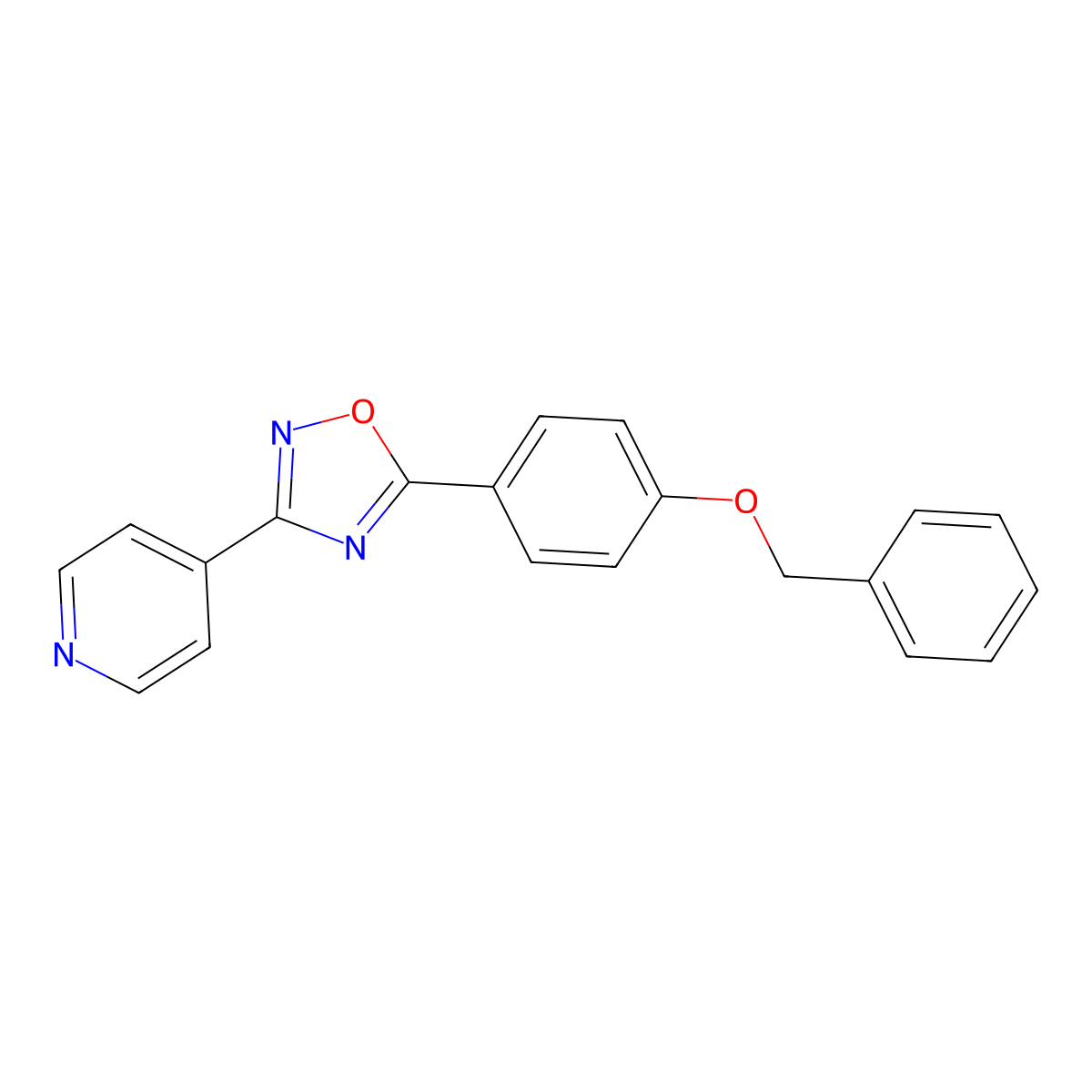 5-(4-Phenylmethoxyphenyl)-3-pyridin-4-yl-1,2,4-oxadiazole molecular structure, CAS 839687-98-8