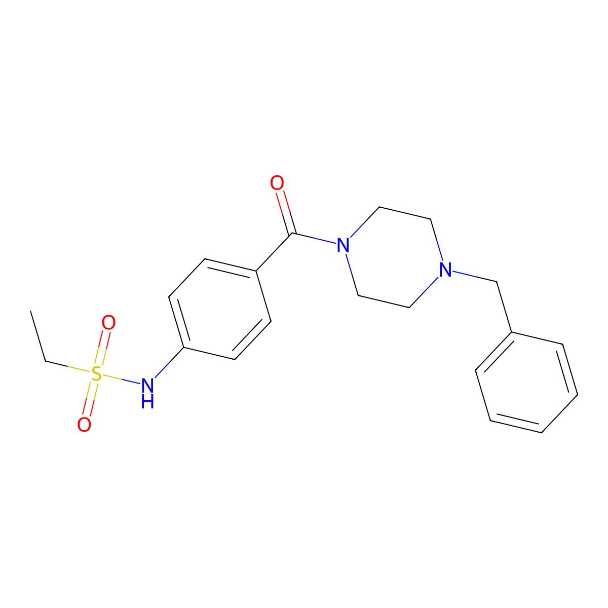 N-[4-(4-benzylpiperazine-1-carbonyl)phenyl]ethanesulfonamide molecular structure, CAS 839688-12-9