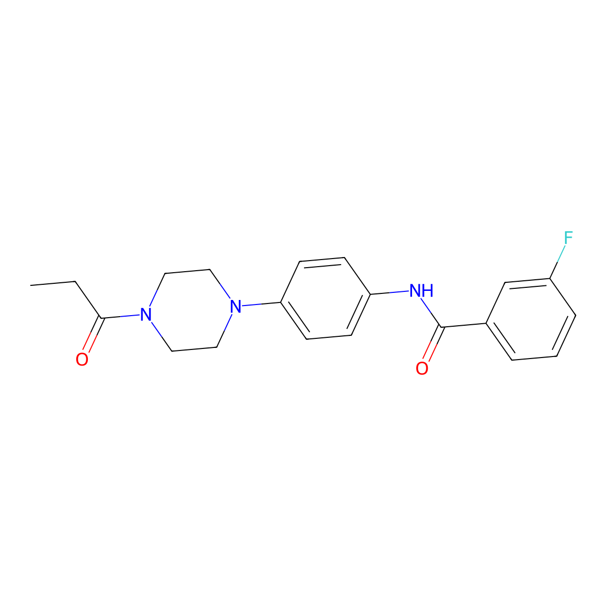 3-fluoro-N-[4-(4-propanoylpiperazin-1-yl)phenyl]benzamide molecular structure, CAS 839688-18-5