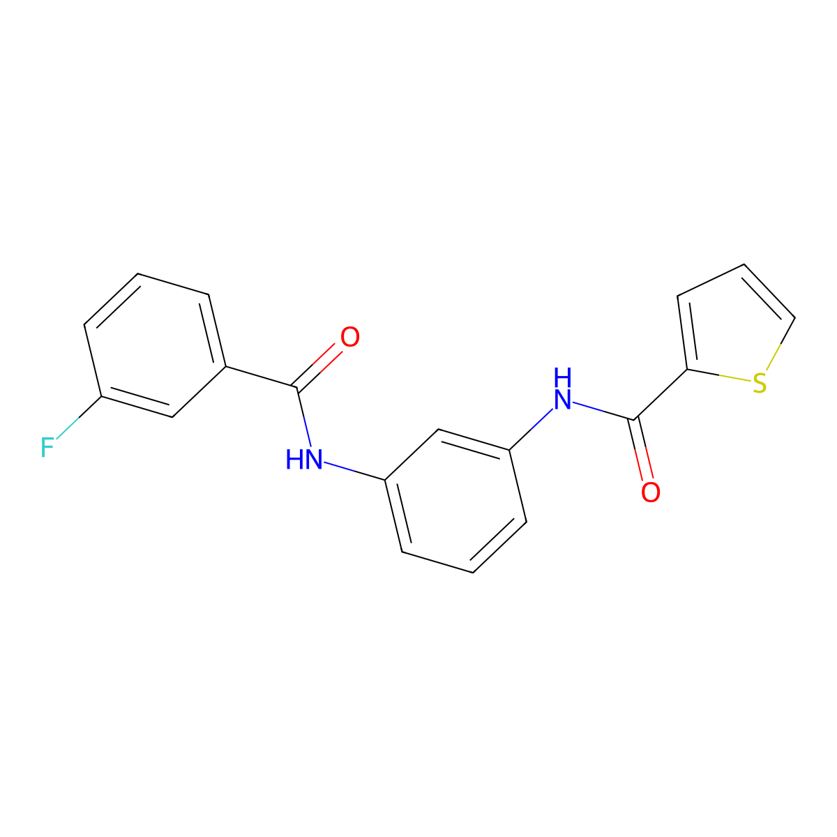 N-[3-[(3-fluorobenzoyl)amino]phenyl]thiophene-2-carboxamide molecular structure, CAS 839688-22-1