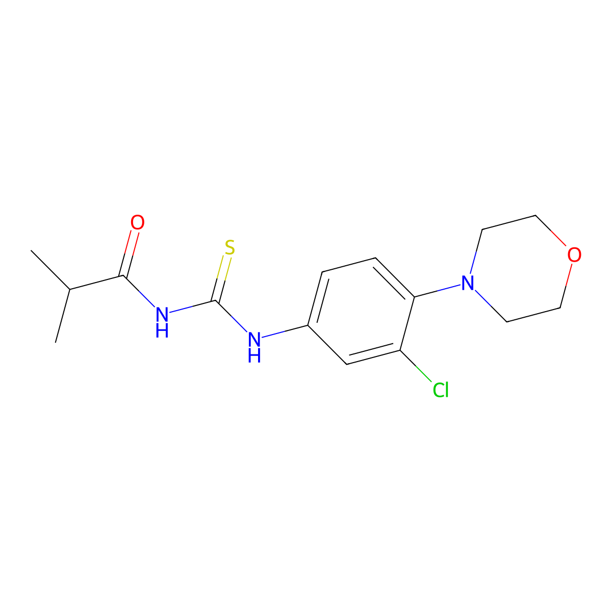 N-[(3-chloro-4-morpholin-4-ylphenyl)carbamothioyl]-2-methylpropanamide molecular structure, CAS 839688-34-5
