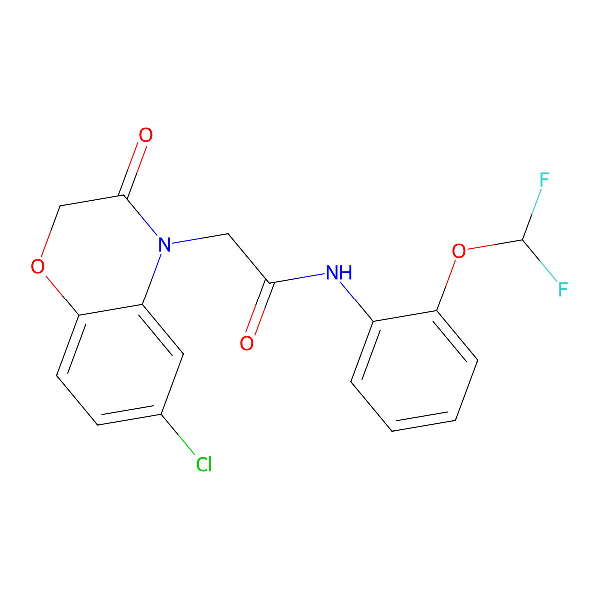 2-(6-chloro-3-oxo-1,4-benzoxazin-4-yl)-N-[2-(difluoromethoxy)phenyl]acetamide molecular structure, CAS 839688-36-7