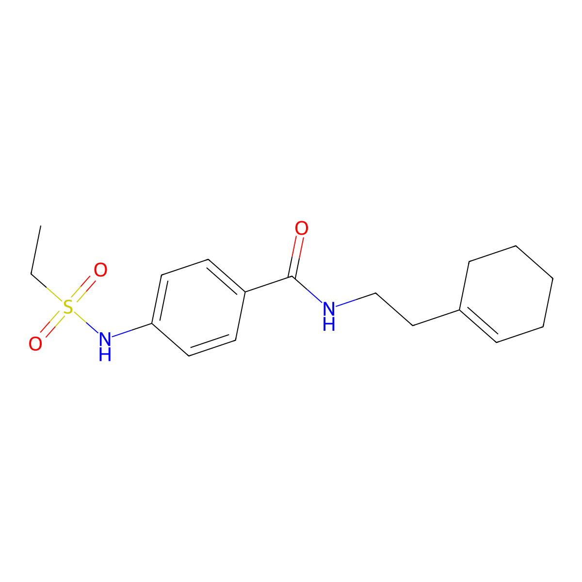 N-[2-(cyclohexen-1-yl)ethyl]-4-(ethylsulfonylamino)benzamide molecular structure, CAS 839688-39-0