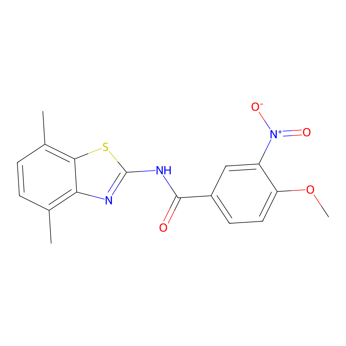 N-(4,7-dimethyl-1,3-benzothiazol-2-yl)-4-methoxy-3-nitrobenzamide molecular structure, CAS 839688-47-0