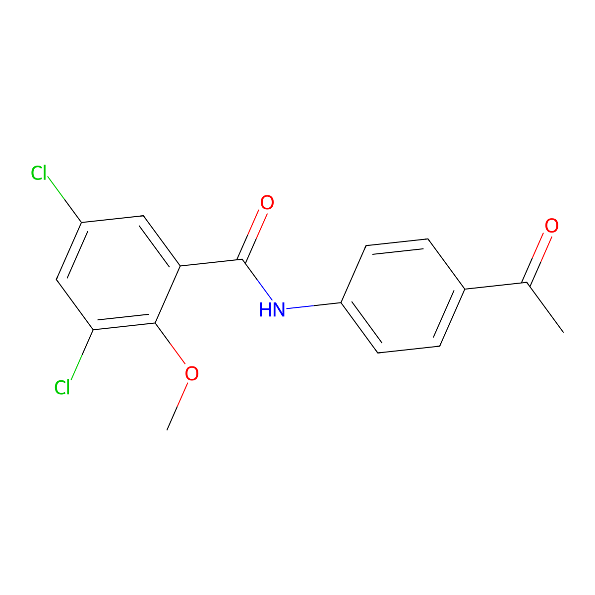 N-(4-acetylphenyl)-3,5-dichloro-2-methoxybenzamide molecular structure, CAS 839688-52-7