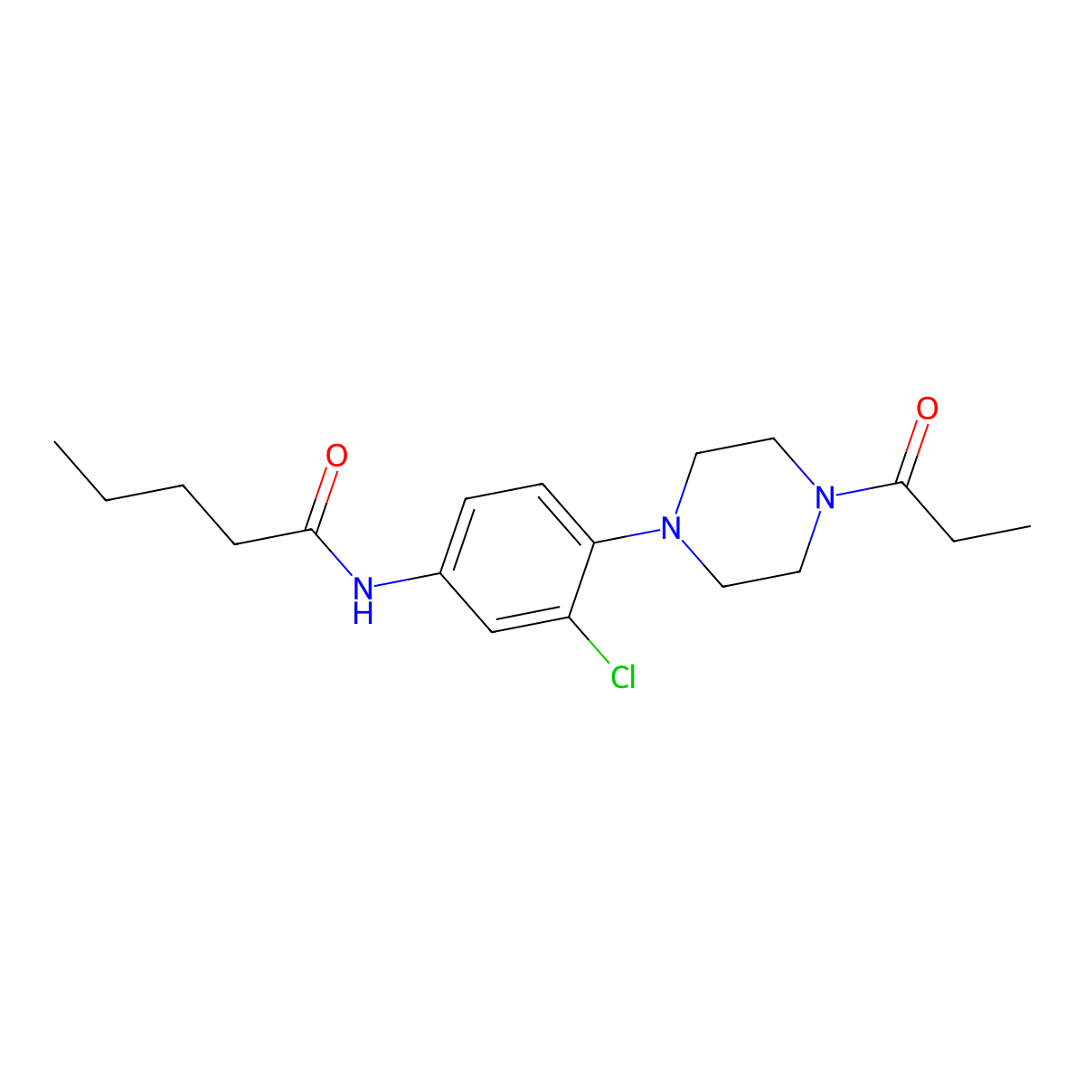 N-[3-chloro-4-(4-propanoylpiperazin-1-yl)phenyl]pentanamide molecular structure, CAS 839688-59-4