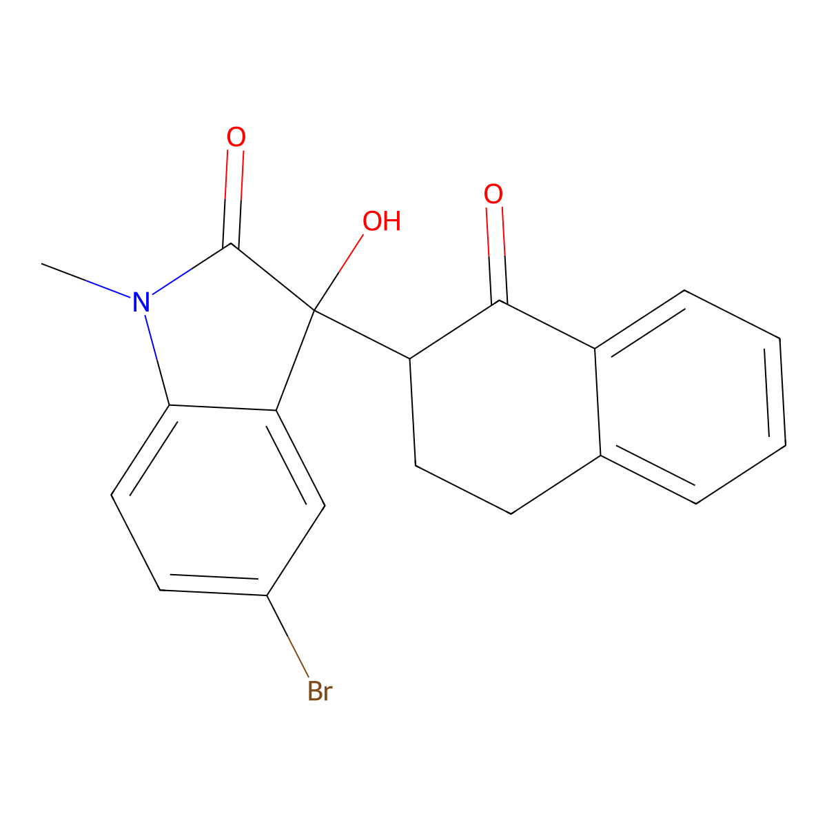 5-bromo-3-hydroxy-1-methyl-3-(1-oxo-1,2,3,4-tetrahydro-2-naphthalenyl)-1,3-dihydro-2H-indol-2-one molecular structure, CAS 839688-71-0