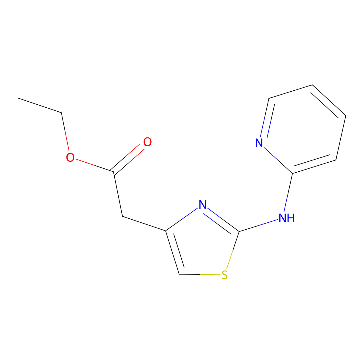 Ethyl 2-[2-(pyridin-2-ylamino)-1,3-thiazol-4-yl]acetate molecular structure, CAS 839688-91-4