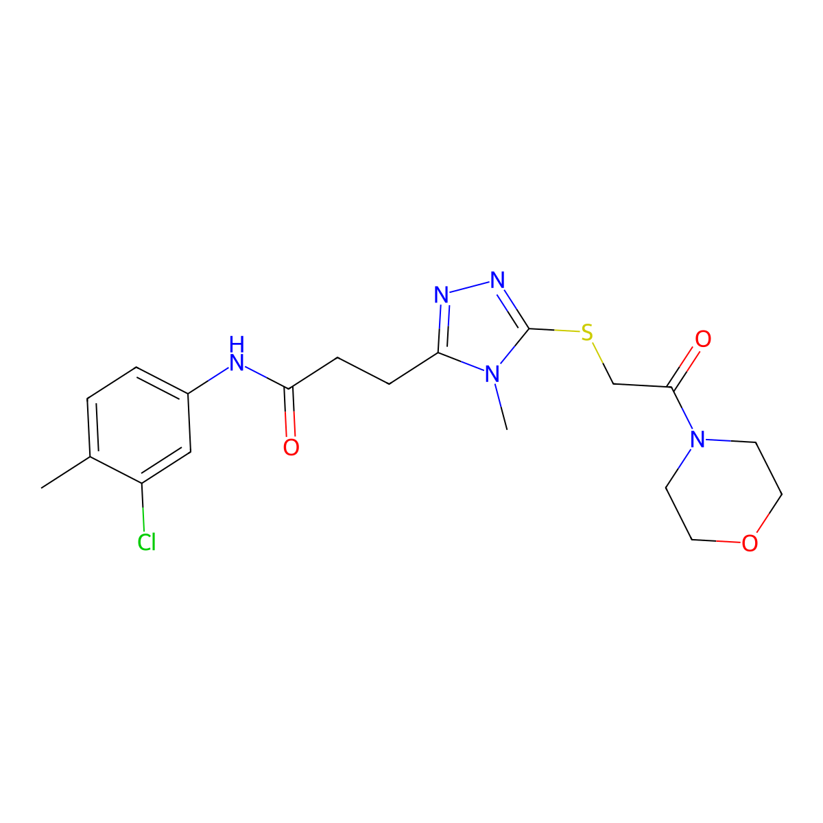 N-(3-chloro-4-methylphenyl)-3-[4-methyl-5-(2-morpholin-4-yl-2-oxoethyl)sulfanyl-1,2,4-triazol-3-yl]propanamide molecular structure, CAS 839689-23-5