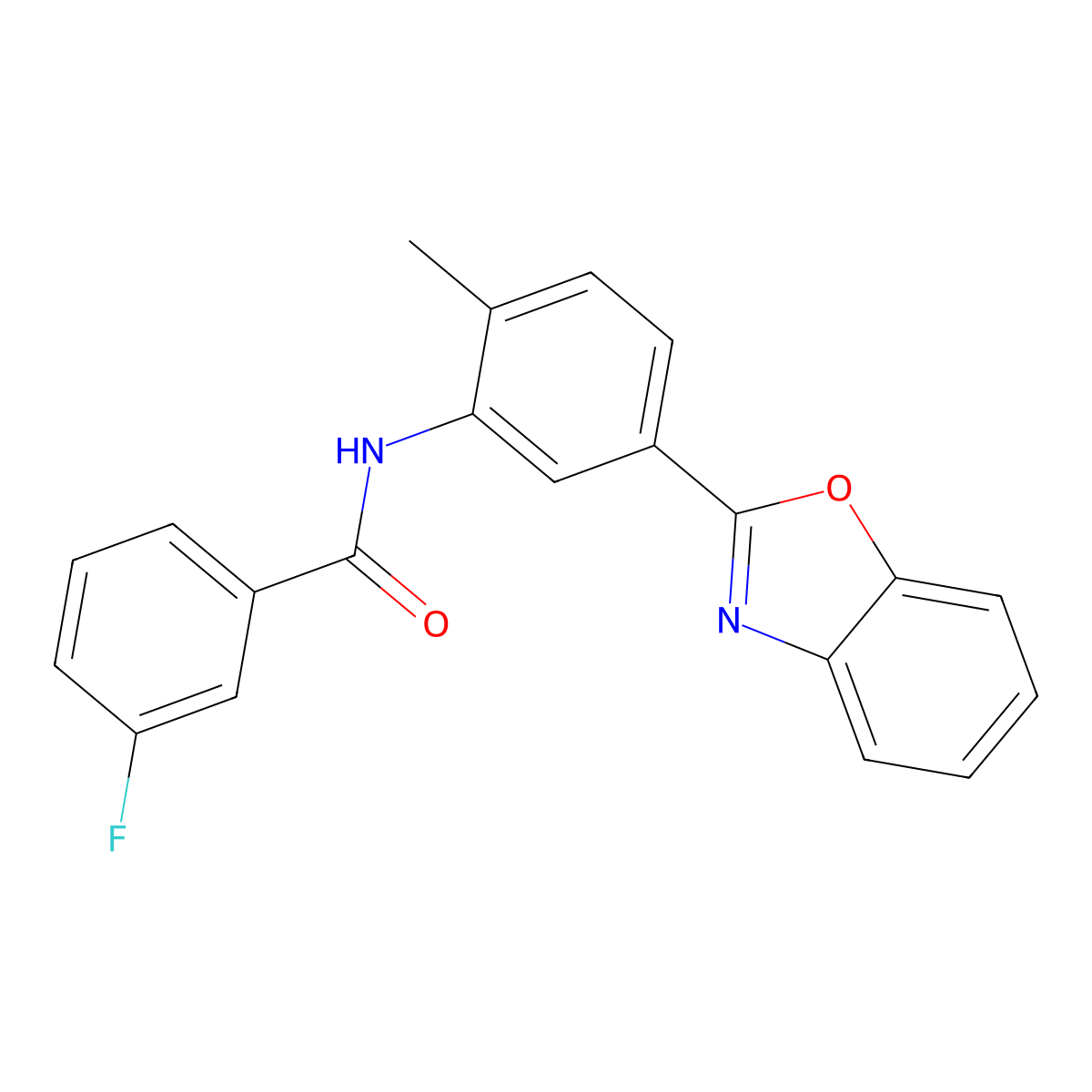 N-[5-(1,3-benzoxazol-2-yl)-2-methylphenyl]-3-fluorobenzamide molecular structure, CAS 839689-26-8