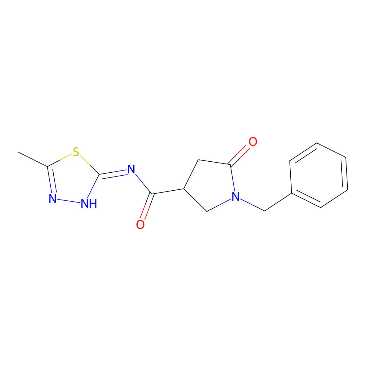 1-benzyl-N-(5-methyl-1,3,4-thiadiazol-2-yl)-5-oxo-3-pyrrolidinecarboxamide molecular structure, CAS 839689-35-9