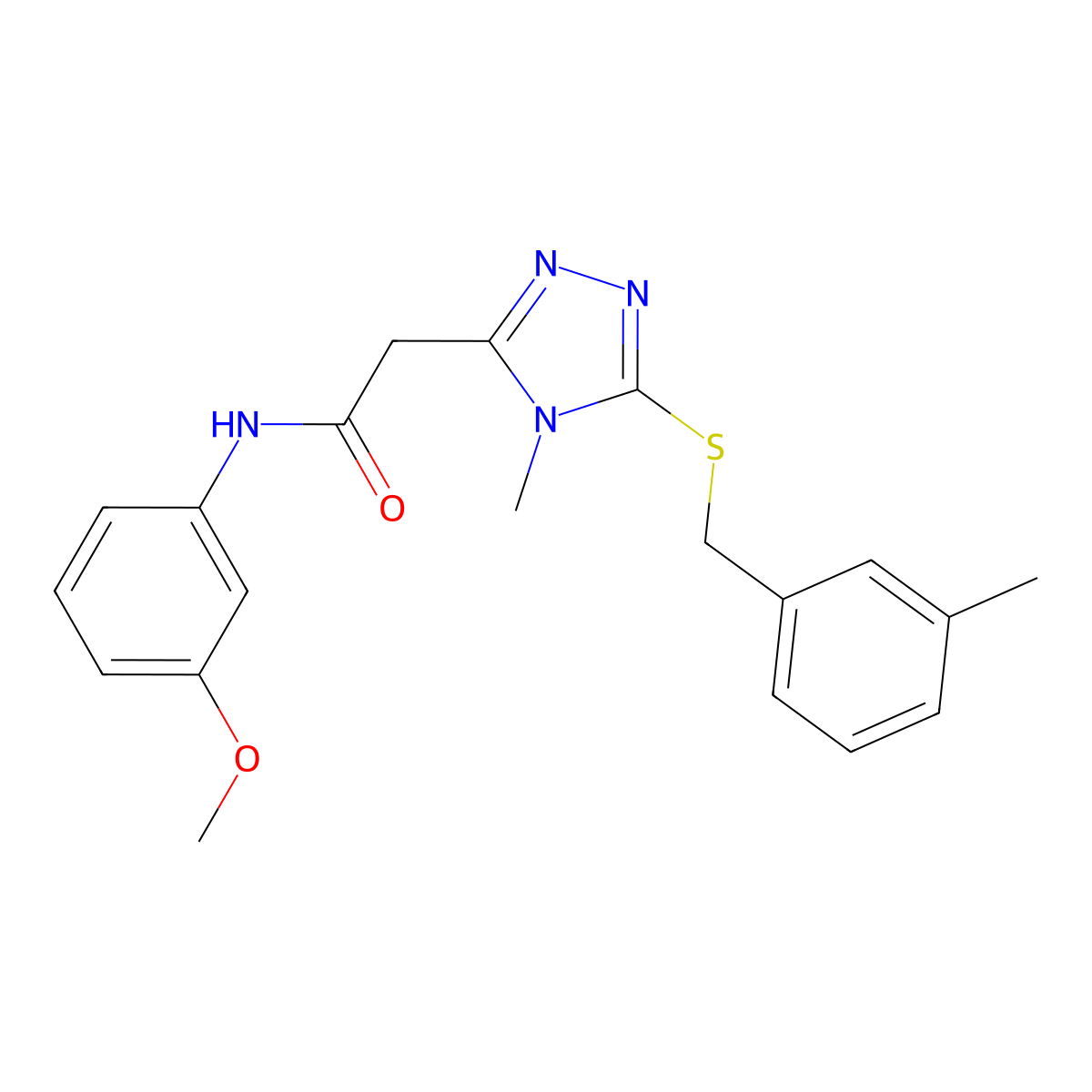 N-(3-methoxyphenyl)-2-[4-methyl-5-[(3-methylphenyl)methylsulfanyl]-1,2,4-triazol-3-yl]acetamide molecular structure, CAS 839689-53-1