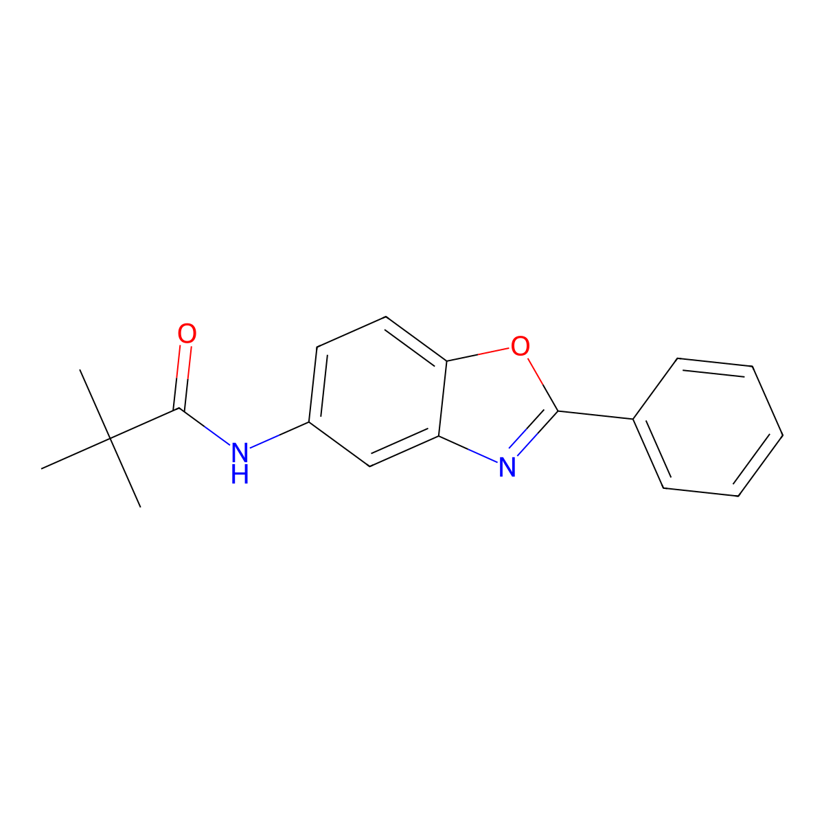 2,2-dimethyl-N-(2-phenyl-1,3-benzoxazol-5-yl)propanamide molecular structure, CAS 839689-71-3
