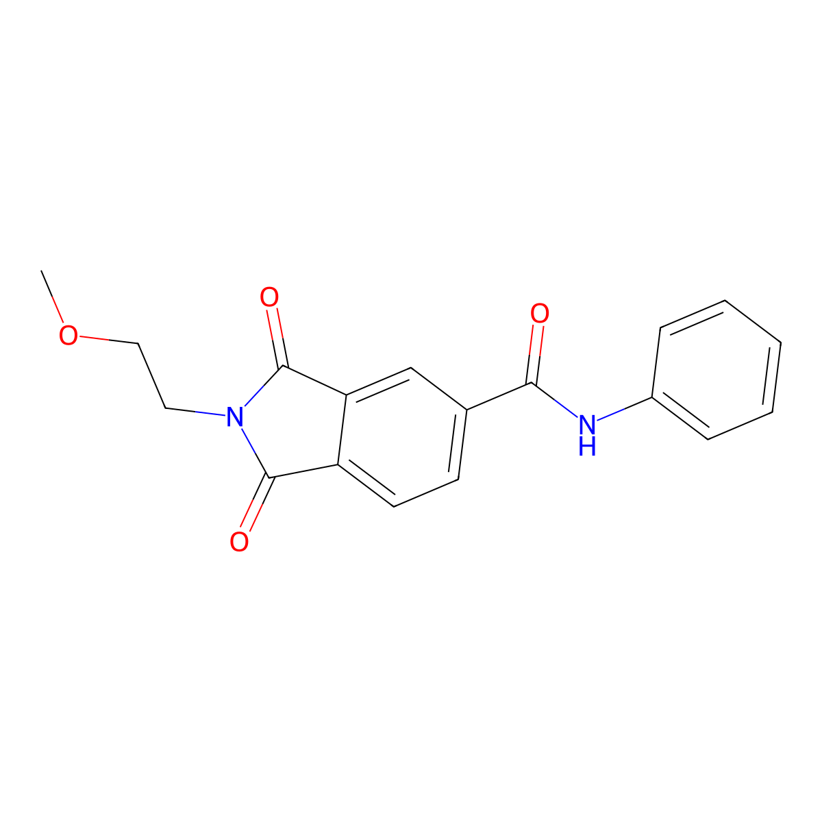 2-(2-methoxyethyl)-1,3-dioxo-N-phenylisoindole-5-carboxamide molecular structure, CAS 839689-82-6